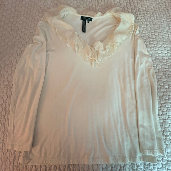 Ralph Lauren, 1X, cream with playful ruffle color. - Picture 1 of 4
